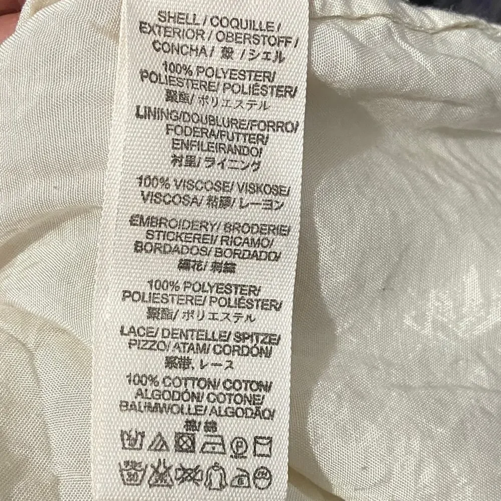 Free People Circle Of Love Embroidered MIni Dress V Neck Lace Up Back Size 12 - Picture 13 of 13